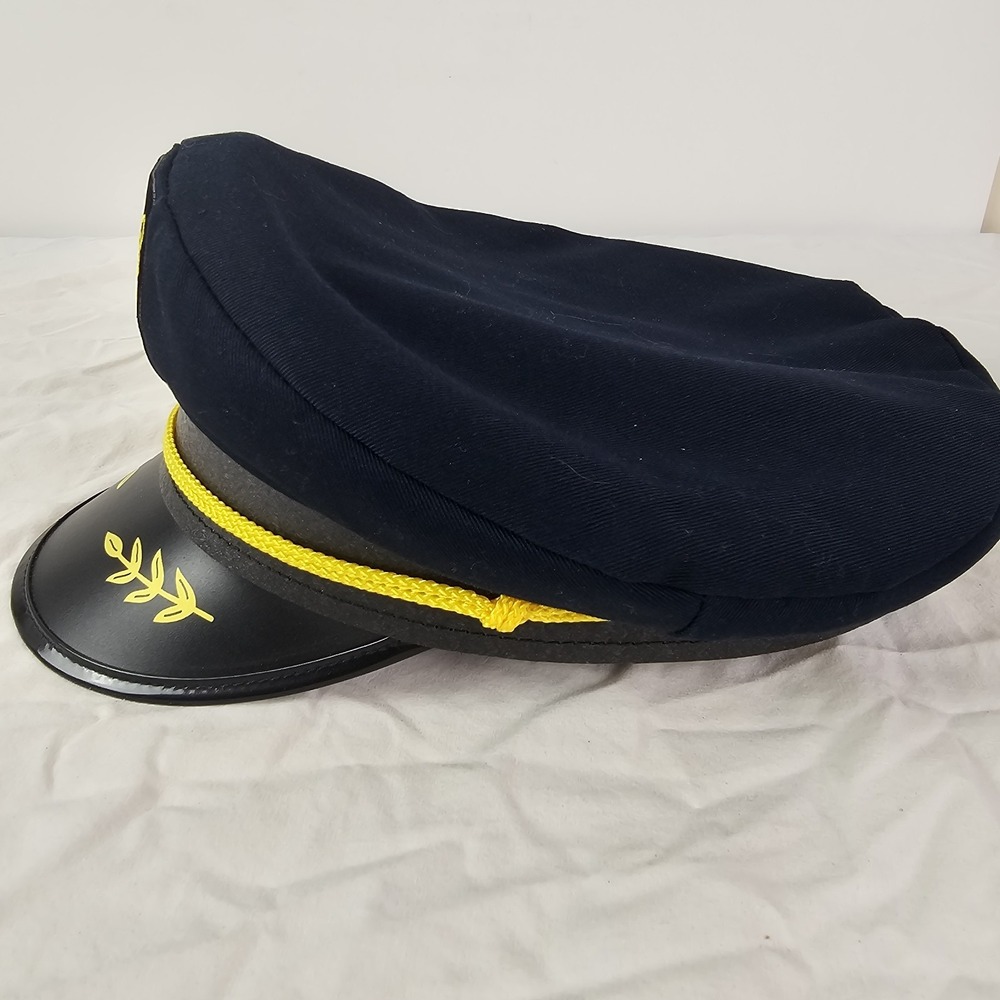 Royal Resortwear Yacht Hat Classic Nautical Captain Style Navy Blue One Size - Picture 2 of 6